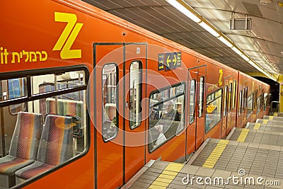 Carmelit underground train in Haifa, Israel Editorial Stock Photo