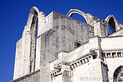 The Carmelite monastery Lisbon Portugal the ruins of the Gothic Church Museum barracks history Stock Photo