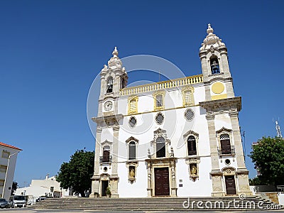 The Carmo Church (Igreja do Carmo) where the Chapel of Bones (Capela dos Ossos) inside in Faro, PORTUGAL Stock Photo