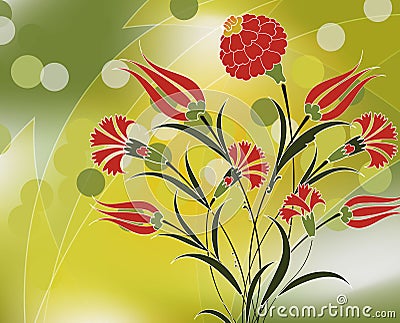 Carnation bouquet illustration design Cartoon Illustration