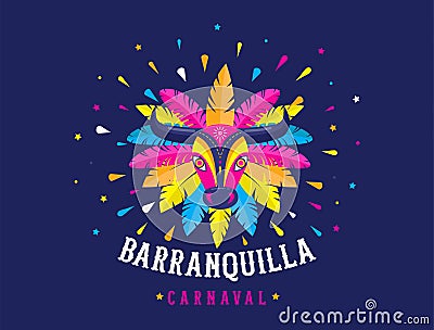 Carnaval de Barranquilla, Colombian carnival party. Vector illustration, poster and flyer Vector Illustration