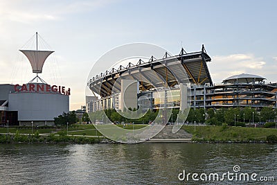 Carnegie Science Center and Heinz Field stadium, Pittsburgh, Pen Editorial Stock Photo