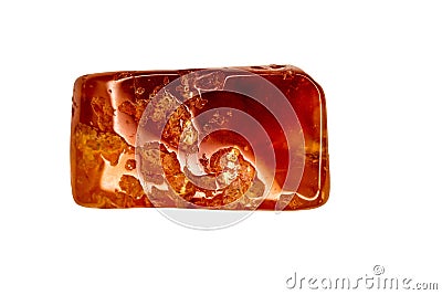 Carnelian gemstone cut out on white Stock Photo
