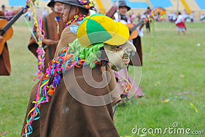 Carnival of Ayacucho. Women and men sing and dance for three days in the parade show in peru Editorial Stock Photo