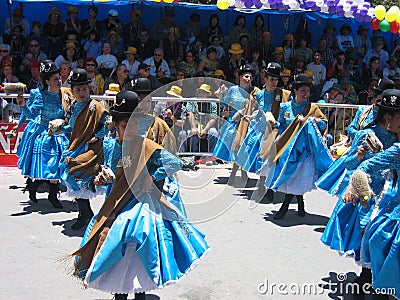 Carnival Bolivia Oruro girls suit Editorial Stock Photo