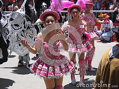 Carnival Bolivia Oruro girls suit Editorial Stock Photo