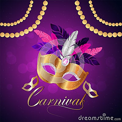 Carnival brazil party event with golden mask Stock Photo