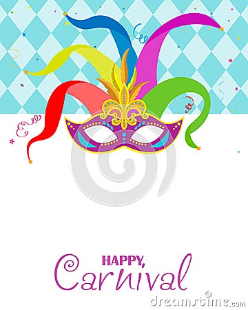 Carnival card Colorful mask Vector Illustration