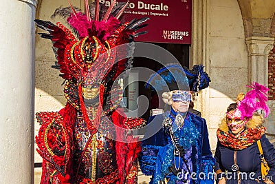 Spectacular Venice Masquerade celebration costumes Doge's Palace Italy Editorial Stock Photo