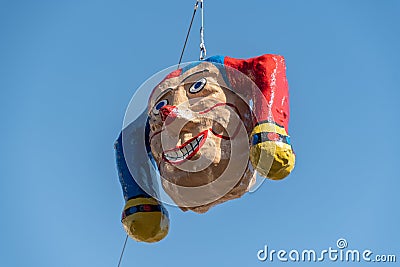 Carnival clown head in Oberaegeri in Switzerland Editorial Stock Photo