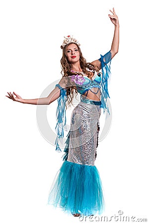 Carnival dancer girl dressed as a mermaid posing Stock Photo