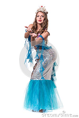 Carnival dancer girl dressed as a mermaid posing Stock Photo