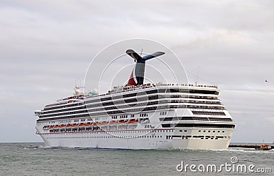 Carnival Destiny leaving the port of Miami Editorial Stock Photo