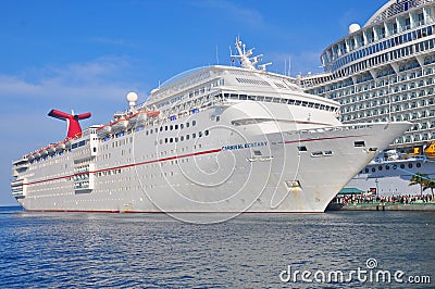 Carnival Ecstasy cruise ship in Nassau, Bahamas Editorial Stock Photo
