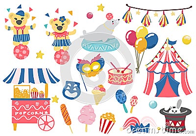 Carnival Elements Clipart Vector Illustration Vector Illustration