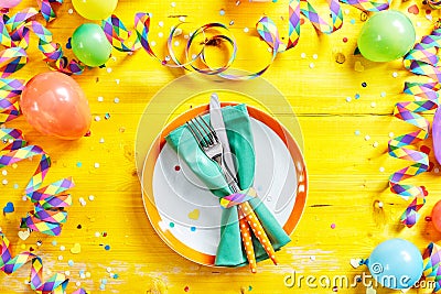 Carnival or Fasching cutlery and plate Stock Photo