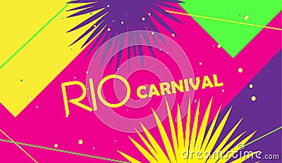 RIO Carnival festive poster Mardi Gras, Brazilian Festival sign template vector Vector Illustration