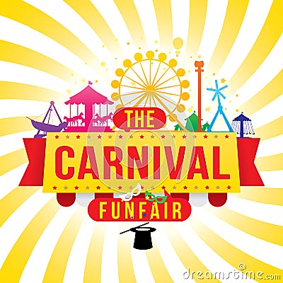 The carnival funfair and magic show Vector Illustration