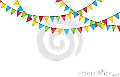 Carnival garland with flags. Decorative colorful party pennants for birthday celebration, festival Vector Illustration