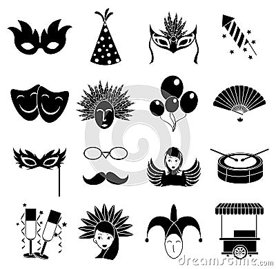 Carnival icons set Vector Illustration