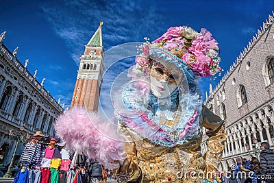 Carnival mask on San Marco square in Venice, Italy Editorial Stock Photo