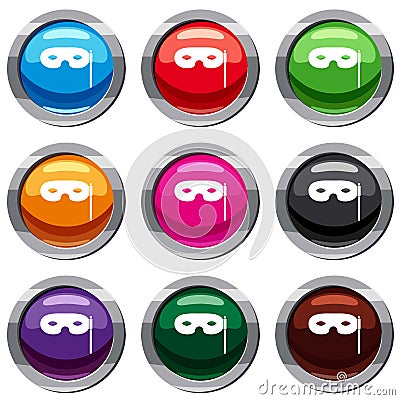 Carnival mask set 9 collection Vector Illustration