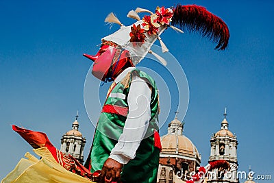 Carnival in Mexico, mexican dancers wearing a traditional mexican folk rich in color Editorial Stock Photo