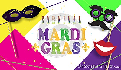 Carnival Party Festive poster Mardi Gras, Brazilian Festival sign template vector Vector Illustration