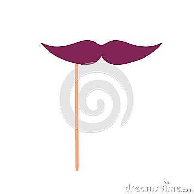 Carnival party mask. Moustache on stick Vector Illustration