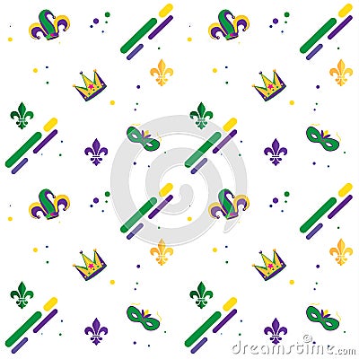 Carnival pattern fleur-de-lis and king crown vector illustration template Vector Illustration