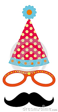 Carnival photo booth props. Fun party mask Vector Illustration