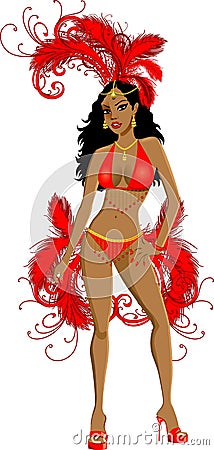 Carnival Red Girl Vector Illustration