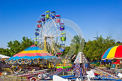 Carnival Rides At Small County Fair Stock Photo