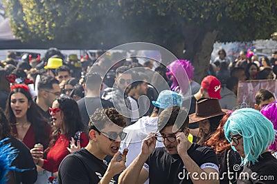 Carnival street party at Tsiknopempti, Limassol, Cyprus Editorial Stock Photo