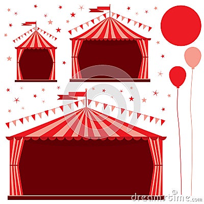 Carnival tent circus red set Vector Illustration