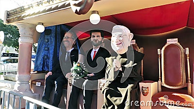 Carnival 2023, Torres Vedras, Portugal. Comic figures of famous politicians and church ministers Editorial Stock Photo