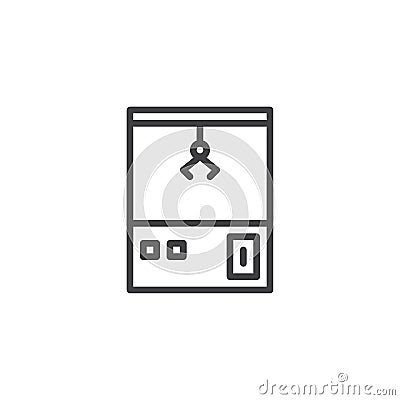 Carnival toy claw crane arcade machine line icon Vector Illustration