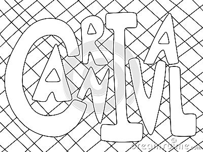 Carnival word coloring page for children and adults stock vector illustration Vector Illustration