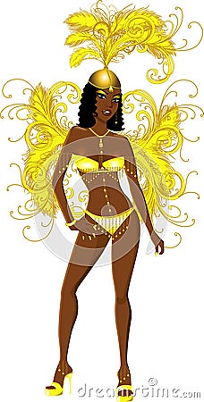 Carnival Yellow Girl Vector Illustration