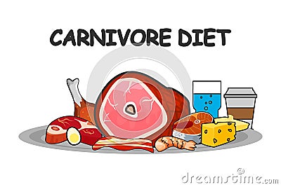 Carnivore diet vector illustration. Carnivore diet food elements Cartoon Illustration