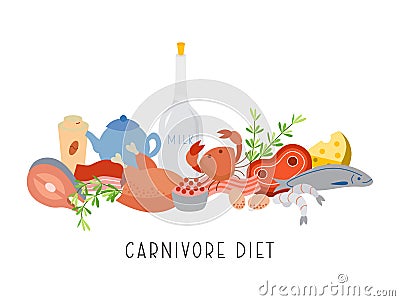 Carnivore Diet - Vector Cartoon Illustration