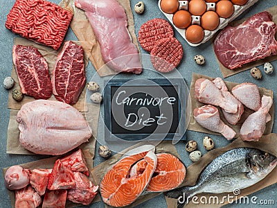 Carnivore diet, zero carb concept, top view Stock Photo