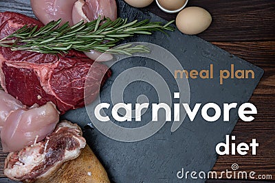 Carnivore keto diet meal plan flat lay Stock Photo