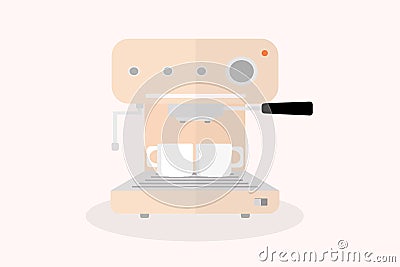 Carob coffee maker for two cups for delicious coffee kitchen appliances Vector Illustration