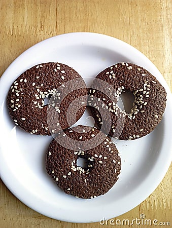 Carob flavoured Greek Cookies Stock Photo