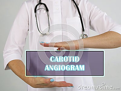 CAROTID ANGIOGRAM text in virtual screen Stock Photo