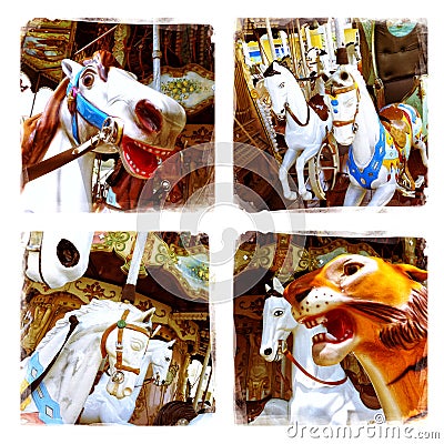 Carousel animals collage Stock Photo