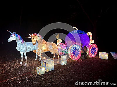 Carousel Christmas decoration lights Editorial Stock Photo