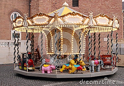 Carousel on the Dom square Szeged Stock Photo