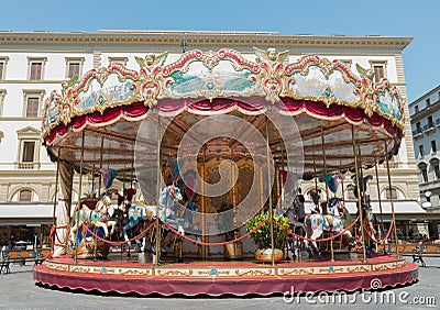 Carousel in Florence , Italy . Editorial Stock Photo